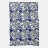 Elegante blauwe en witte rozen en lelies theedoek (Verticaal)