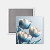 Elegante Blauwe en Witte Tulpen Magneet (Voorkant / Achterkant)