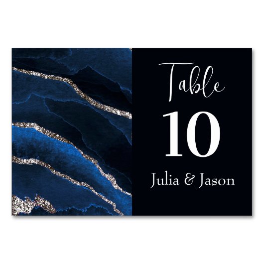 Elegante Blauwe en Zilveren Agaat Kaart (Voorkant)