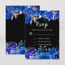 Elegante Blauwe en Zilveren Bloemen Sweet Sixteen