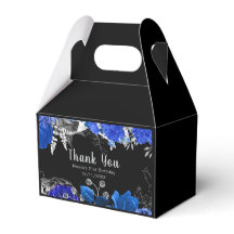 Elegante Blauwe en Zilveren Bloemen Verjaardagsfee