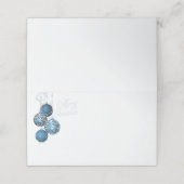 Elegante blauwe en zilveren kerst vermakelijk plaatskaartje (Buitenkant ongevouwen)
