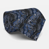 Elegante blauwe en zwarte draaimarmer Steen Stropdas (Opgerold)