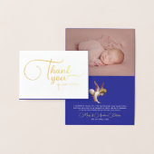 Elegante Blauwe Engel Zegen Doop Dankbaarheid Typo Folie Kaarten (Display)