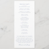 Elegante Blauwe Erfgoed Bruiloft Programmakaart (Achterkant)