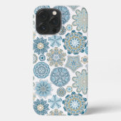Elegante blauwe Faux Gold Fantasy Mandala Art Patt iPhone Hoesje (Achterkant)