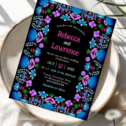 Elegante blauwe feestelijke bruiloft kaart