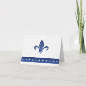 Elegante Blauwe Fleur de Lis Bedankkaart (Voorkant)