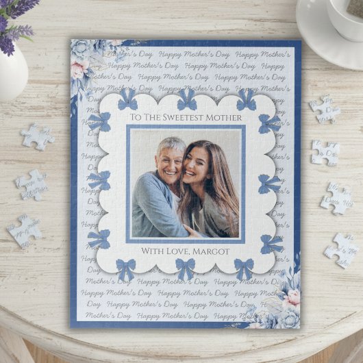 Elegante Blauwe Flirt Moederdag Foto Legpuzzel