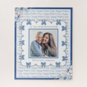 Elegante Blauwe Flirt Moederdag Foto Legpuzzel (Verticaal)