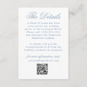 Elegante Blauwe Floral Crest Wedding Details Informatiekaartje (Voorkant)