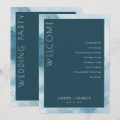 Elegante Blauwe Formele Ceremonie Agenda Programmakaart (Voorkant / Achterkant)
