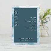 Elegante Blauwe Formele Ceremonie Agenda Programmakaart (Staand voorkant)