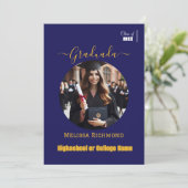 Elegante blauwe foto Spaans afgestudeerd Aankondiging (Staand voorkant)