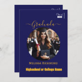 Elegante blauwe foto Spaans afgestudeerd Aankondiging (Voorkant / Achterkant)
