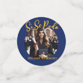 Elegante blauwe foto Spaans afgestudeerd Confetti (Kleine voorkant)