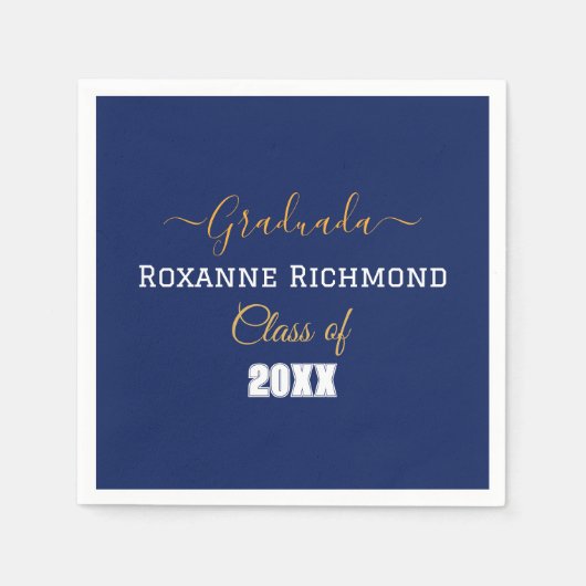 Elegante blauwe foto Spaans afgestudeerd Servet (Voorkant)