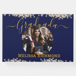 Elegante blauwe foto Spaans afgestudeerde handteke Gastenboek