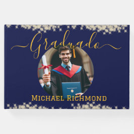 Elegante blauwe foto Spaans afgestudeerde handteke Gastenboek