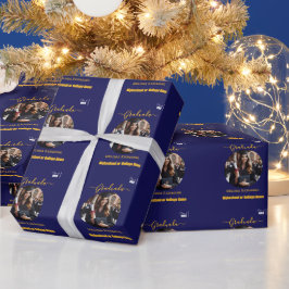 Elegante Blauwe Foto Spaanse Afgestudeerde Cadeaupapier