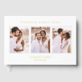 Elegante blauwe fotocollage bruiloft gastenboek (Voorkant)