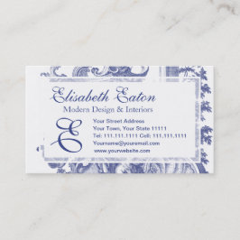 Elegante Blauwe Franse Barokke Toile Visitekaartje