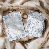 Elegante blauwe Franse Toile Chinoiserie bruiloft Kaart