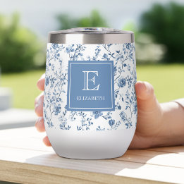 Elegante blauwe Franse toile patroon monogram naam