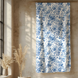 Elegante blauwe Franse Toile rozen bloemendeken Sherpa Deken