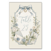 Elegante Blauwe Franse Vintage Bruiloft Kaart (Achterkant)