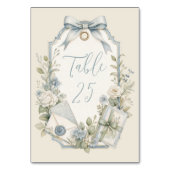 Elegante Blauwe Franse Vintage Bruiloft Kaart (Voorkant)