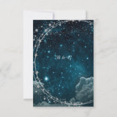 Elegante blauwe galactische hemel bruiloft RSVP kaartje (Achterkant)