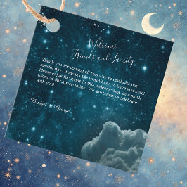 Elegante blauwe Galaxy Sky bruiloft Bedankjes Labels