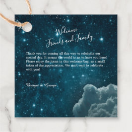 Elegante blauwe Galaxy Sky bruiloft Bedankjes Labels