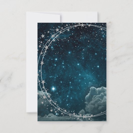 Elegante blauwe Galaxy Sky bruiloft Bedankkaart (Achterkant)