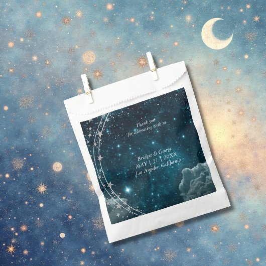 Elegante blauwe Galaxy Sky bruiloft Bedankzakje