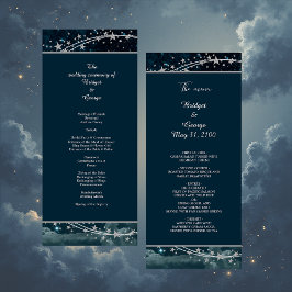 Elegante blauwe Galaxy Sky bruiloft Programmakaart