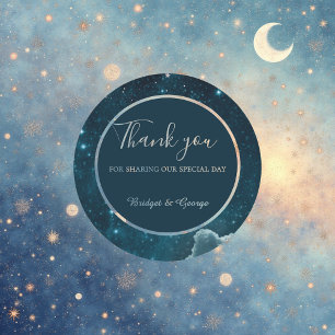 Elegante blauwe Galaxy Sky bruiloft Ronde Sticker