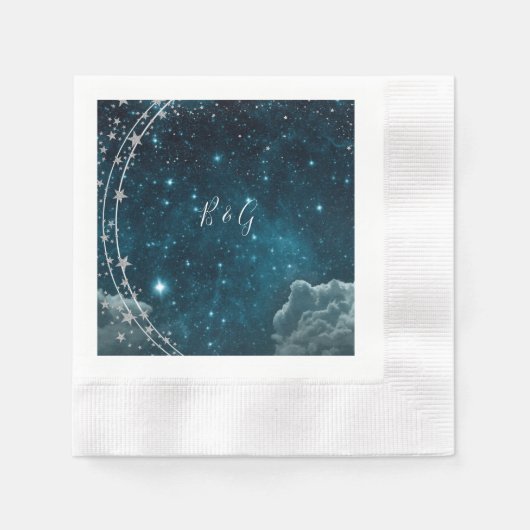 Elegante blauwe Galaxy Sky bruiloft Servet (Voorkant)