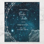 Elegante blauwe Galaxy Sky bruiloft Wijn Etiket (Enkel label)