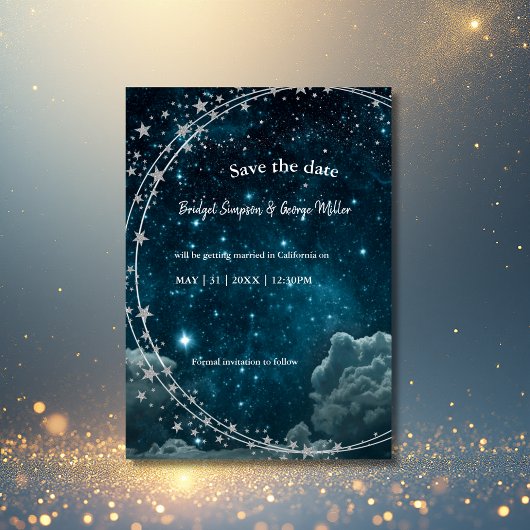 Elegante Blauwe Galaxy Sky Wedding Veilig De Datum
