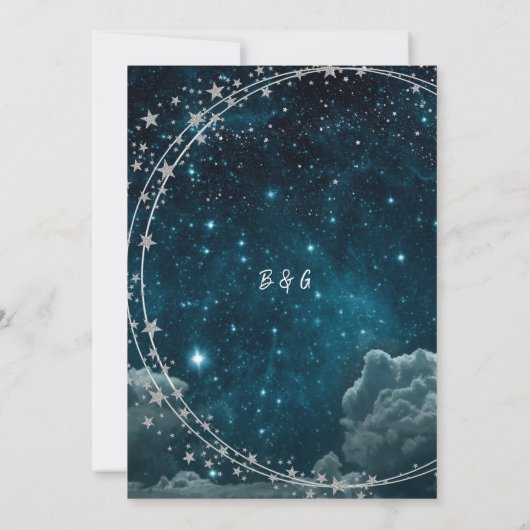 Elegante Blauwe Galaxy Sky Wedding Veilig De Datum Kaart (Achterkant)