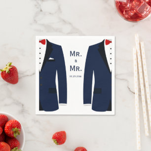 Elegante Blauwe Gay Bruiloft Servetten