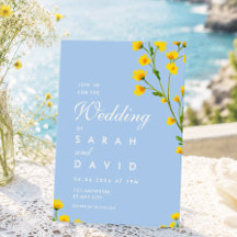 Elegante blauwe & gele bloemige wilde bloemen brui