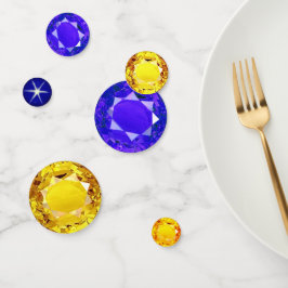 Elegante Blauwe & Gele Edelstenen Confetti