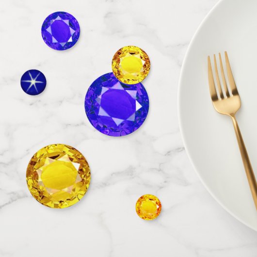 Elegante Blauwe & Gele Edelstenen Confetti (Groep)