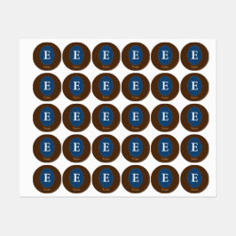 Elegante blauwe gepersonaliseerde monogram vierkan labels