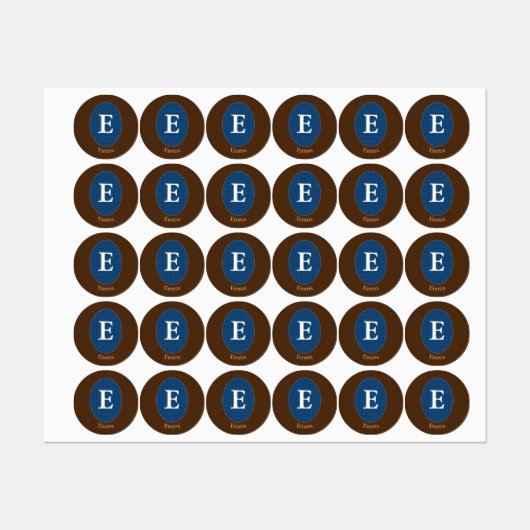 Elegante blauwe gepersonaliseerde monogram vierkan labels (Vel)
