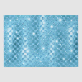 Elegante Blauwe Geruite Metalen Glitter Patroon Tissuepapier