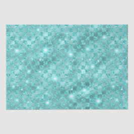 Elegante Blauwe Geruite Metalen Glitter Patroon Tissuepapier